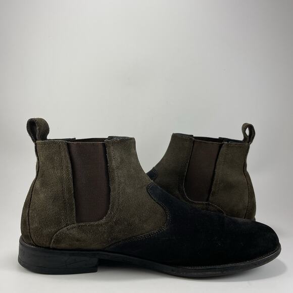 Bruno Magli Zipolo Two Tone Suede Pull On Ankle Boots Size Mens Size 9 M Buckle - Picture 11 of 11